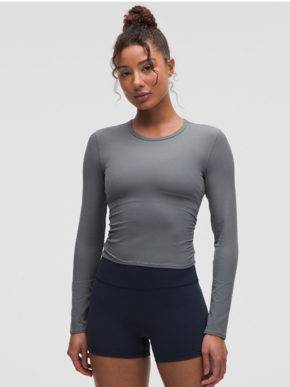 Lululemon All It Takes Back-Twist Ribbed Long-Sleeve Shirt Solar Grey size 8 NWT